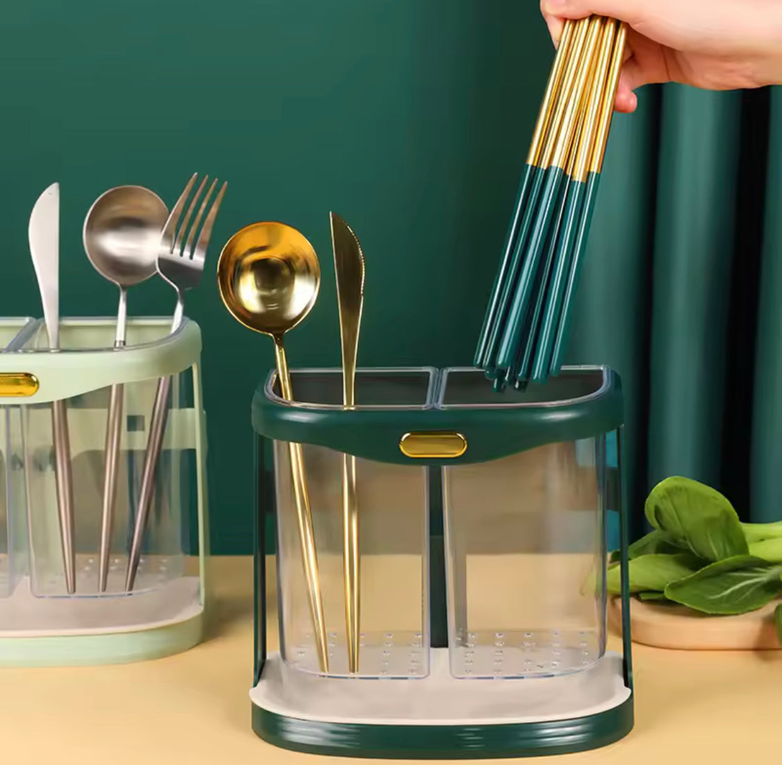 Wall Mounted Spoon Holder With Drain Tray, Double Grid Knife Forks Rack, Kitchen Cutlery Storage Organizer Wall Mounted Spoon Holder With Drain Tray, Double Grid Knife Forks Rack, Kitchen Cutlery Storage Organizer